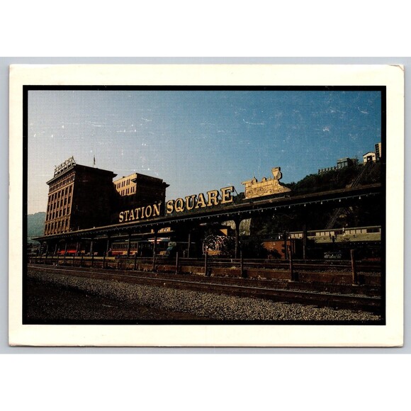 Postcard Pennsylvania Pittsburgh Station Square Train P&LE Building VTG 1985 PA - Picture 1 of 2